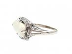 Vintage lozenge white opal and diamond cluster ring