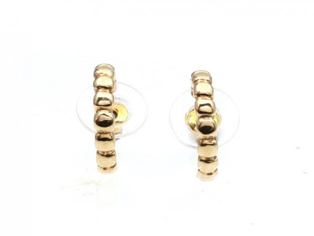 Vintage beaded half hoop earrings in yellow gold