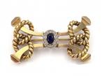 18kt yellow gold, sapphire and diamond retro rope brooch