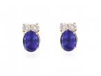 Tanzanite and diamond stud earrings in 18kt gold