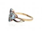 Vintage blue topaz three leaf clover dress ring in 9kt gold