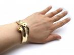 Retro 14kt yellow gold sapphire, ruby and diamond hinged bangle