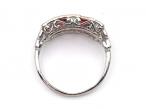 Art Deco style ruby and diamond plaque ring in 18kt white gold