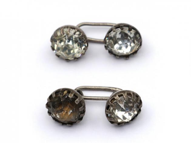 Antique sterling silver and paste cufflinks