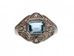 Vintage aquamarine and diamond cluster ring in 18kt white gold