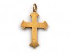 Victorian emerald and hollow yellow gold cross pendant