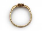 Edwardian 18kt yellow gold flanked diamond flower cluster ring