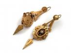 Antique 18kt yellow gold locket and drop earrings  demi-parure