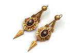 Antique 18kt yellow gold locket and drop earrings  demi-parure