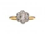 Antique diamond floral cluster ring in 18kt yellow gold
