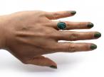 Chrysocolla oval dress ring in yellow gold