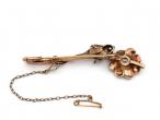 Vintage 14kt rose gold and diamond flower bar brooch