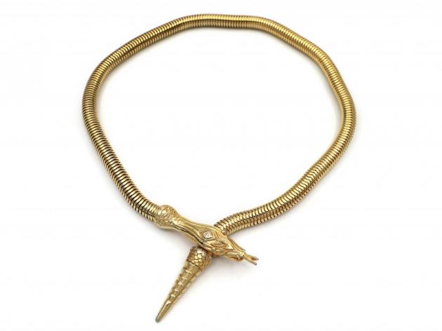 Retro adjustable gold plated serpent necklace