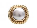 Retro mabe pearl dress ring in 14kt yellow gold