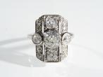 Art Deco diamond shield ring in platinum
