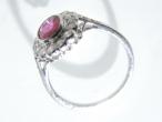 Vintage ruby and diamond floral cluster ring in 18kt white gold