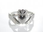 Contemporary Irish platinum Claddagh ring