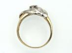 Retro two tone white and yellow gold diamond ribbon ring