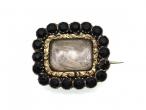 1828 jet and hair mourning brooch/pendant in rose gold