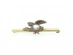 Antique goose bar brooch set with diamonds and natural pearl