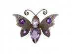 Antique Eastern European silver Amethyst butterfly clip