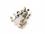 Antique 15kt gold Russian lyre brooch set with diamonds and sapphire