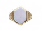 Antique hexagonal sardonyx signet ring in yellow gold