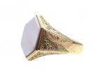 Antique hexagonal sardonyx signet ring in yellow gold