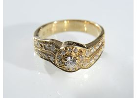 Vintage French 18kt yellow gold diamond cluster ring