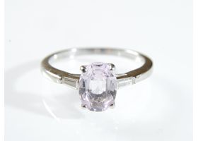 Pink Topaz and diamond solitaire in 18kt white gold