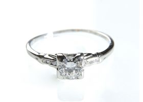 Art Deco platinum diamond solitaire by Lambert Brothers