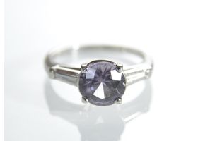 Vintage natural purple spinel and diamond solitaire ring