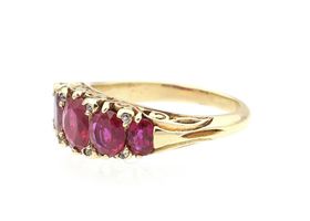 Victorian ruby five stone ring in 18kt yellow gold