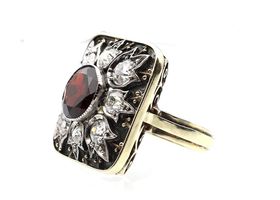 Antique Richter Von Berchem garnet and diamond dress ring