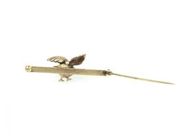 Antique goose bar brooch set with diamonds and natural pearl