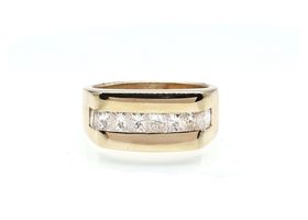 Vintage square brilliant cut diamond channel ring in gold