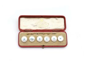 Antique mother of pearl and turquoise button set