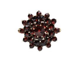 Vintage 14kt yellow gold garnet floral cluster ring