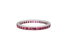 Vintage step cut ruby full eternity ring in platinum