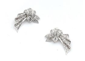 1950s diamond folded stylised fan clips/earrings in platinum and white gold