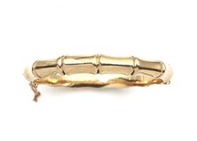 1960 9kt yellow gold hollow bamboo hinged bangle