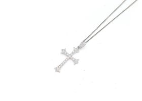 Gothic style diamond set cross pendant in 18kt white gold