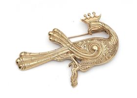 Vintage Aidan Breen crowned peacock brooch in 9kt gold