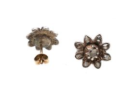 Iberian antique rose cut diamond flower earrings