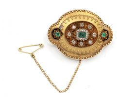 Victorian emerald and diamond brooch