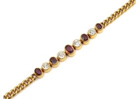 Victorian ruby and diamond curb link bracelet in 18kt yellow gold