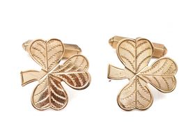Vintage 9kt yellow gold shamrock cufflinks
