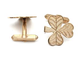 Vintage 9kt yellow gold shamrock cufflinks