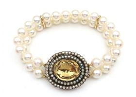 Two strand cultured pearl bracelet with Georgian clasp