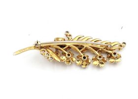 Retro 18kt yellow gold and diamond flower sprig brooch